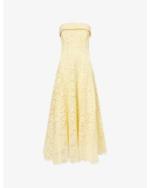 Jonathan Simkhai Imogen Strapless Lace-Cotton Midi Dress - Yellow