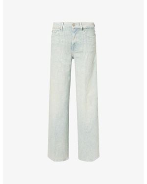 7 For All Mankind Lotta Striped High-Rise Cotton Denim Jeans - Blue