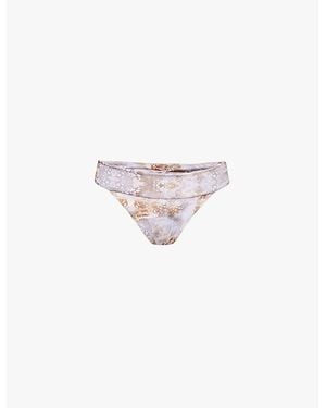 Gracejacob Sahara Graphic Print Bikini Bottom - White