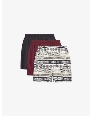 Skims Regular-Fit Pack Of Three Cotton-Poplin Boxers - Multicolour