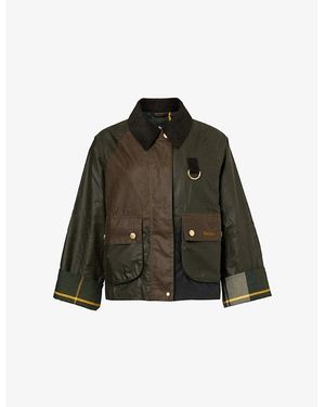Barbour Alma Colour-Block Waxed Cotton Jacket - Green