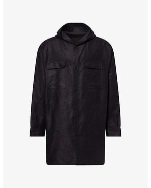Rick Owens Longline Hooded Woven Shirt - Blue