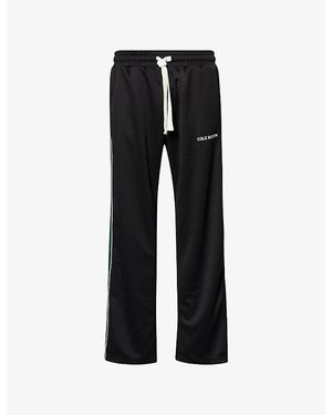 Cole Buxton Logo-Print Contrast-Stripe Woven Track Jogging Bottoms - Black