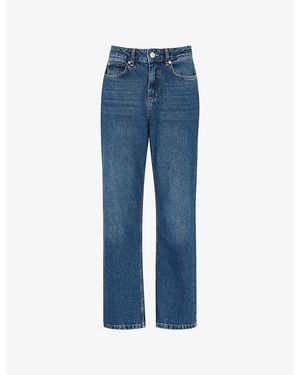 Whistles Authentic Column-Leg High-Rise Denim Jeans - Blue