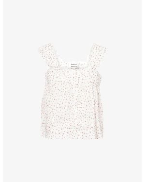 Damson Madder Harrietta Floral Cotton Top - White