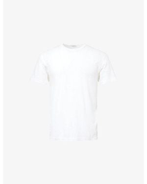 Sunspel Crewneck Short-Sleeve Pima-Cotton And Linen-Blend T-Shirt - White