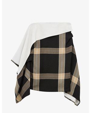 Loewe Checked Draped Stretch-Woven Midi Skirt - Black