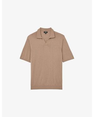 Reiss Duchie Open-Collar Merino-Wool Polo - Natural