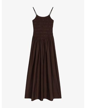 OMNES Paulina Smocked Cotton-Poplin Maxi Dress - Brown