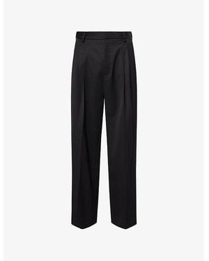 CASABLANCA Pleat Straight-Leg Wool Pants - Black