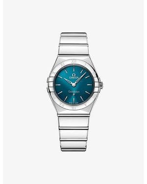 Omega Constellation Stainless-Steel Quartz Watch 28Mm - Blue