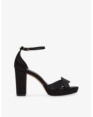 Phase Eight Crossover-Strap Satin Heeled Sandals - Black