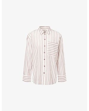 ME+EM Stripe Boyfriend Cotton Shirt - White