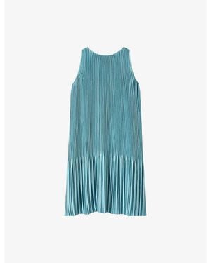 JOSEPH Rida Plissé Satin Mini Dress - Blue