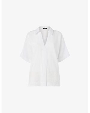 Whistles Sasha V-Neck Relaxed-Fit Woven Shirt - White