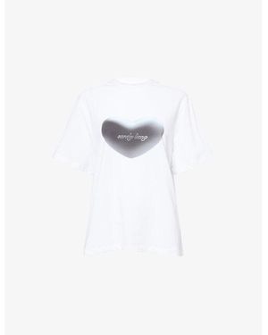 Sandy Liang Chouchou Heart-Print Cotton-Jersey T-Shirt - White