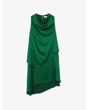 Reiss Eloise Drape-Neck Sleeveless Satin Mini Dress - Green