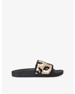 Carvela Kurt Geiger Giorgia Flower Raffia Sliders - Multicolour