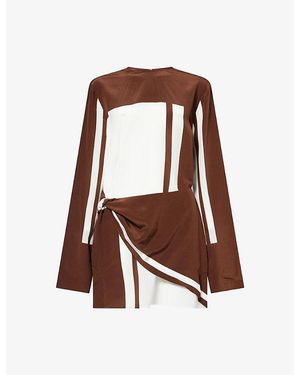SIR. Destino Twist Silk Mini Dress - Brown