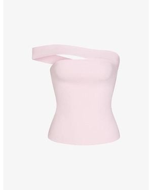 Skims Asymmetric Off-The-Shoulder Stretch-Cotton Jersey Top - Pink