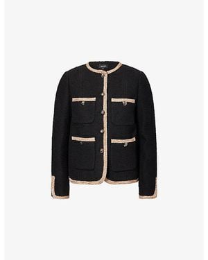 ME+EM Straight-Fit Statement-Trims Cotton Jacket - Black