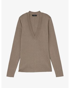 Reiss Evangeline V-Neck Silk-Blend Top - Brown