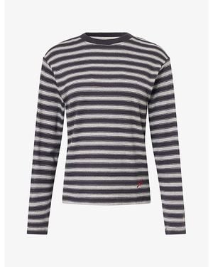 Damson Madder Lilah Striped Cotton-Blend T-Shirt - Blue