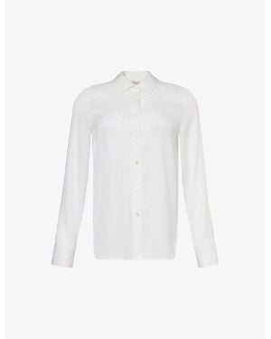 Vince Curved-Hem Slim-Fit Silk-Blend Shirt - White