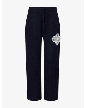 The Couture Club Fluffy Relaxed-Fit Knitted Jogging Bottoms - Blue