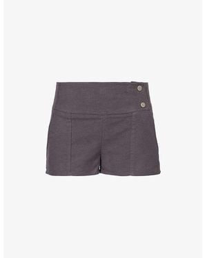 Peachy Den Edie Slim-Fit Cotton Shorts - Purple