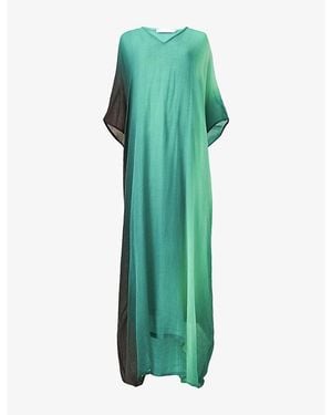 eem Vertical Ombre Wool-Blend Kaftan - Green