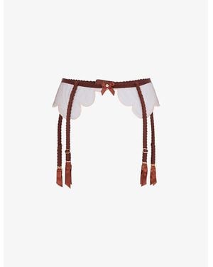 Agent Provocateur Lorna Paneled Lace And Mesh Suspender Belt - White