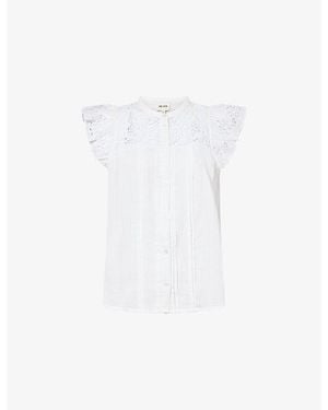 ME+EM Embroidered Swing Cotton Top - White