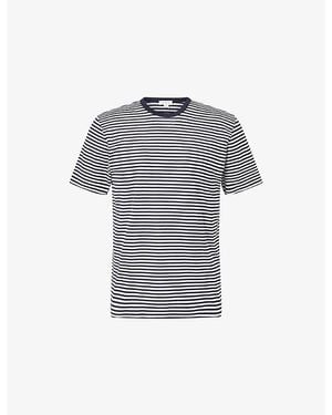 Sunspel Striped Crewneck Cotton T-Shirt - Blue