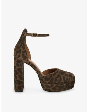 Kurt Geiger Shoreditch Leopard Heeled Suede Courts - Multicolor