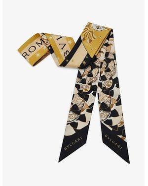 BVLGARI Divas' Dream Peacock Lux Crystal-Embellished Silk-Twill Shelley Scarf - Black