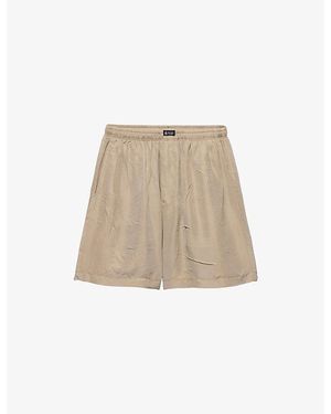 Prada Logo-Patch Silk-Blend Bermuda Shorts - Natural