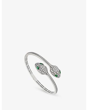 BVLGARI Serpenti 18Ct- And 1.72Ct Brilliant-Cut Diamond Bangle Bracelet - White
