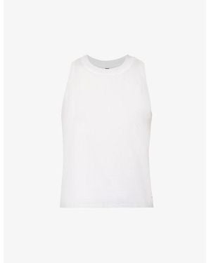 Vuori Energy Sleeveless Logo-Patch Stretch-Jersey Top - White