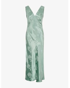 OMNES Iris Floral Jacquard Woven Maxi Dress - Green
