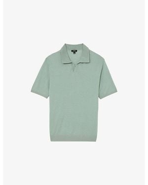 Reiss Rook Open-Collar Merino Wool Polo Shirt - Green