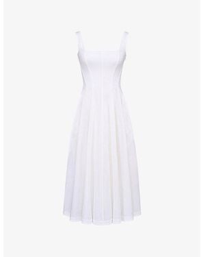 House Of Cb Mariabella Straight-Neck Sleeveless Stretch-Cotton Midi Dress Xs (A-C Cup) - White