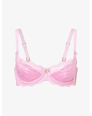 Lounge Underwear Oriana Balcony Lace Satin Bra - Pink