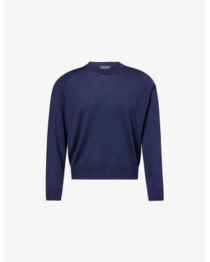 John Smedley X Bill Nighy Crewneck Cashmere-Silk Jumper - Blue