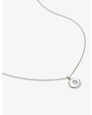 Monica Vinader April Birthstone Sterling- And 0.015Ct Lab-Grown Diamond Pendant Necklace - White