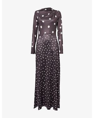 Pretty Lavish Delilah Polka-Dot Stretch-Woven Maxi Dress - Purple