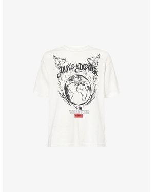 Duke & Dexter Graphic-Print Relaxed-Fit Cotton T-Shirt - White