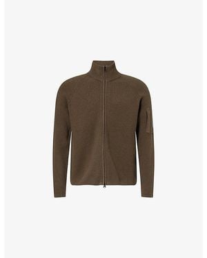 C.P. Company Brand-Lens Zipped Cotton-Blend Cardigan - Brown