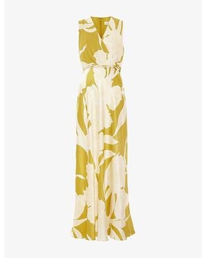 Phase Eight Petite Paula Floral-Print Satin Maxi Dress - Metallic