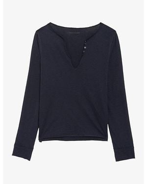Zadig & Voltaire Tuni Long-Sleeved Cotton-Jersey T-Shirt - Blue